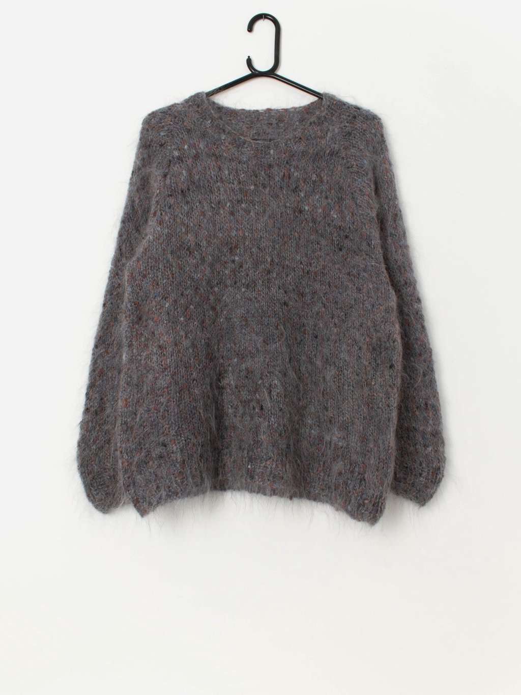 Vintage handknitted grey fluffy jumper - Medium / Large