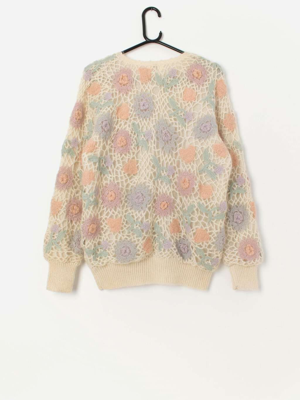 Pretty vintage pastel knitted fluffy cardigan - M / L - Image 3