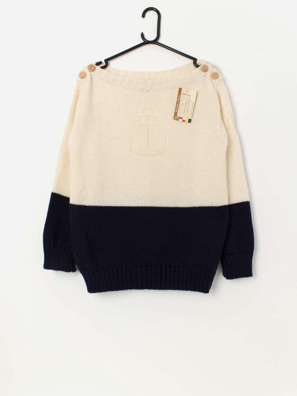 Deck Hand knitted wool deadstock boat neck sweater - M