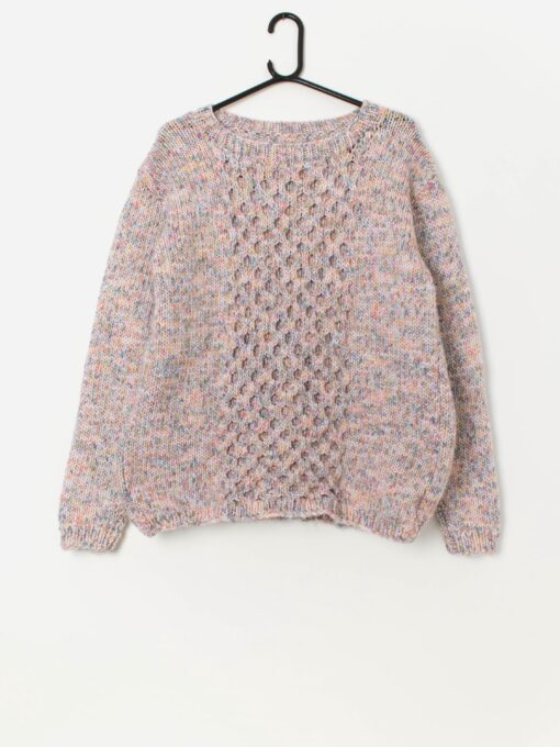 Vintage handknitted cable knit pullover sweater - M / L