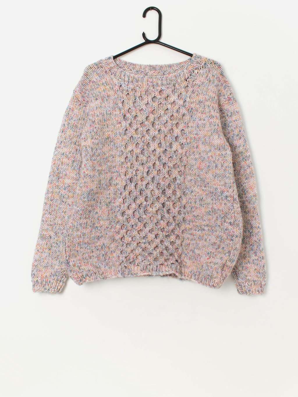 Vintage handknitted cable knit pullover sweater - M / L