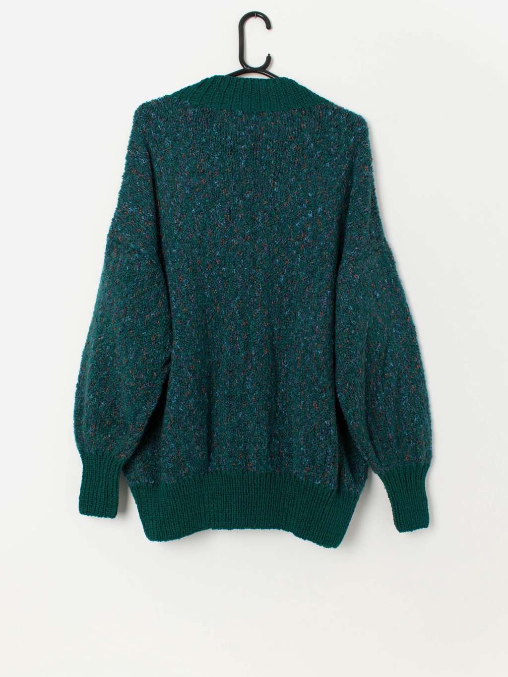 Vintage handknitted teal cardigan with matching buttons - Large / XL - Image 3