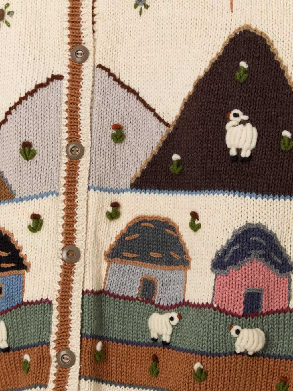 Vintage handknitted 3D sheep cardigan, made in Peru - Large - Image 3