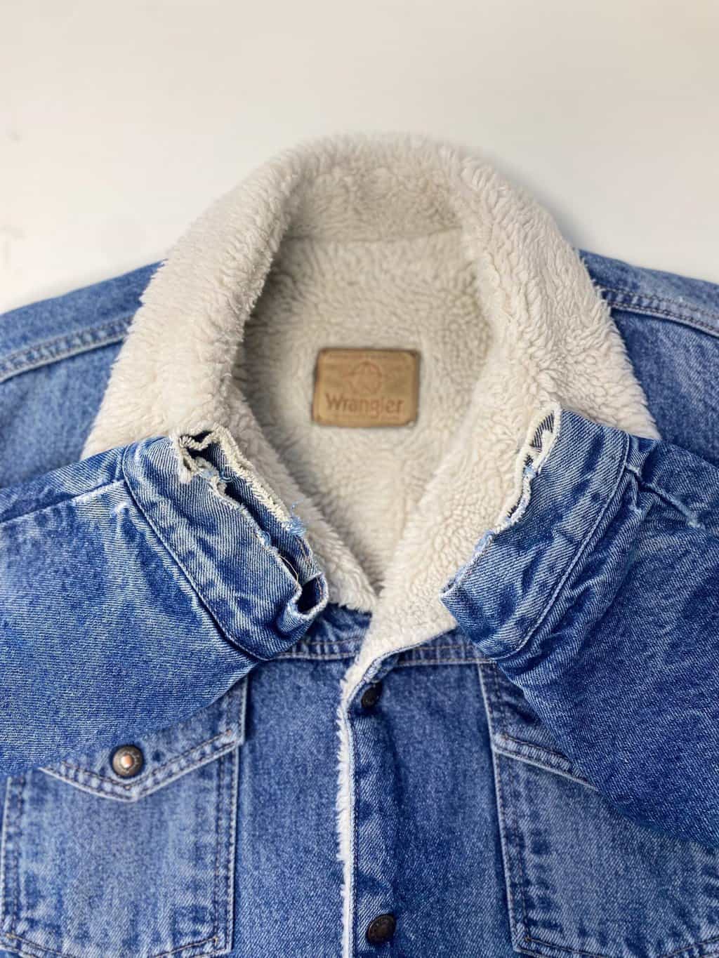 90s vintage Wrangler sherpa denim jacket - Large - Image 6