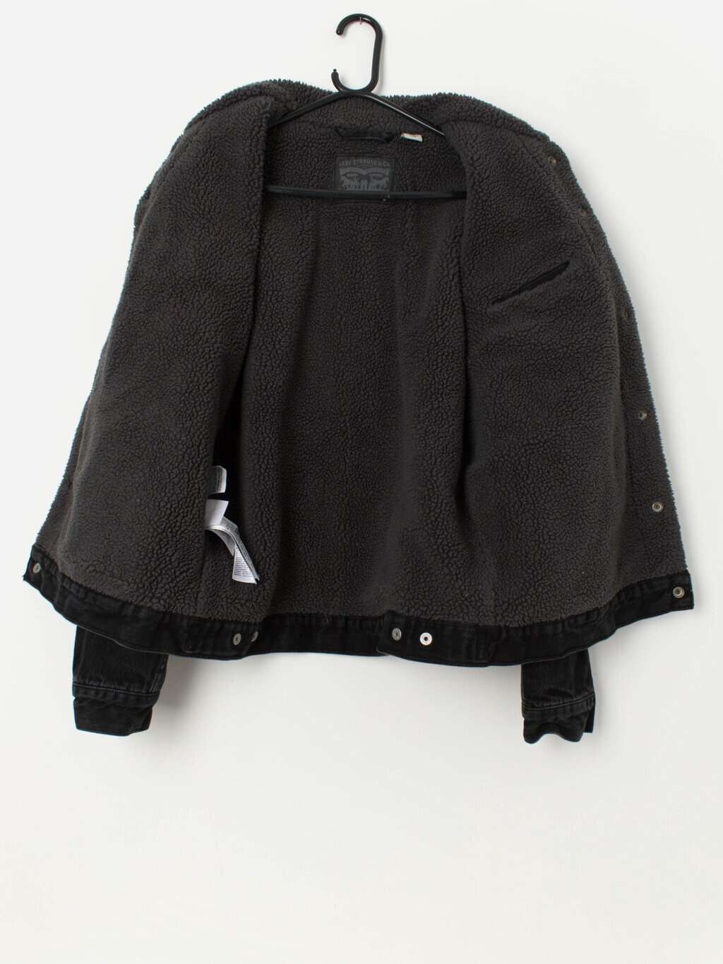 Levis denim sherpa trucker jacket in black - Medium - Image 3