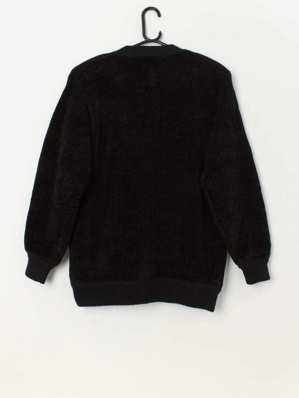 80s vintage chenille teddy bear cardigan - Medium - Image 4