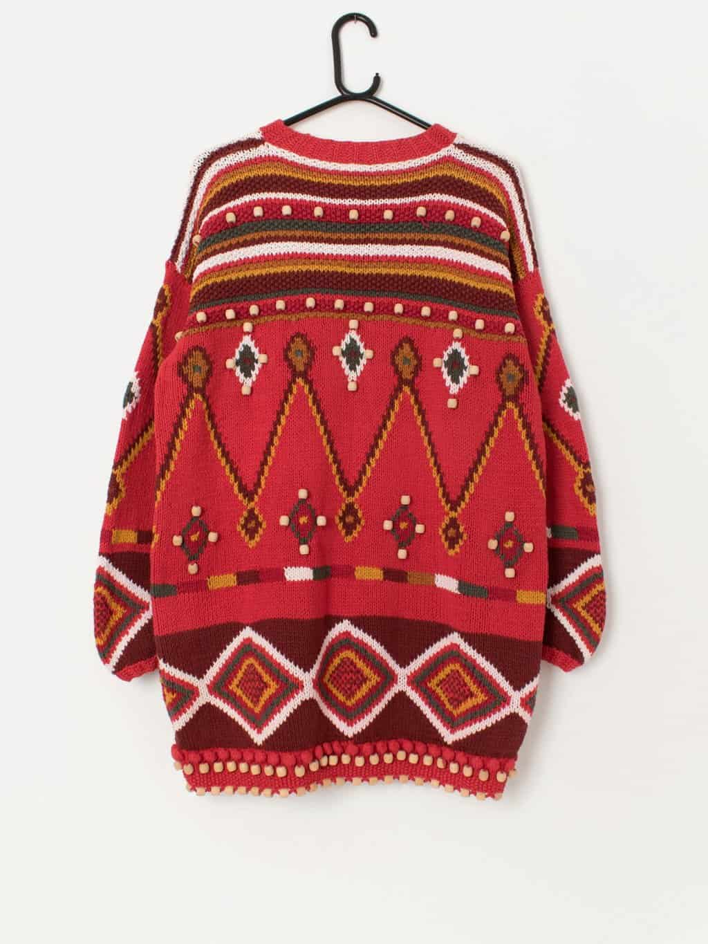 90s vintage Next cotton oversized jumper with wooden bead detail - Medium / Large - Image 3