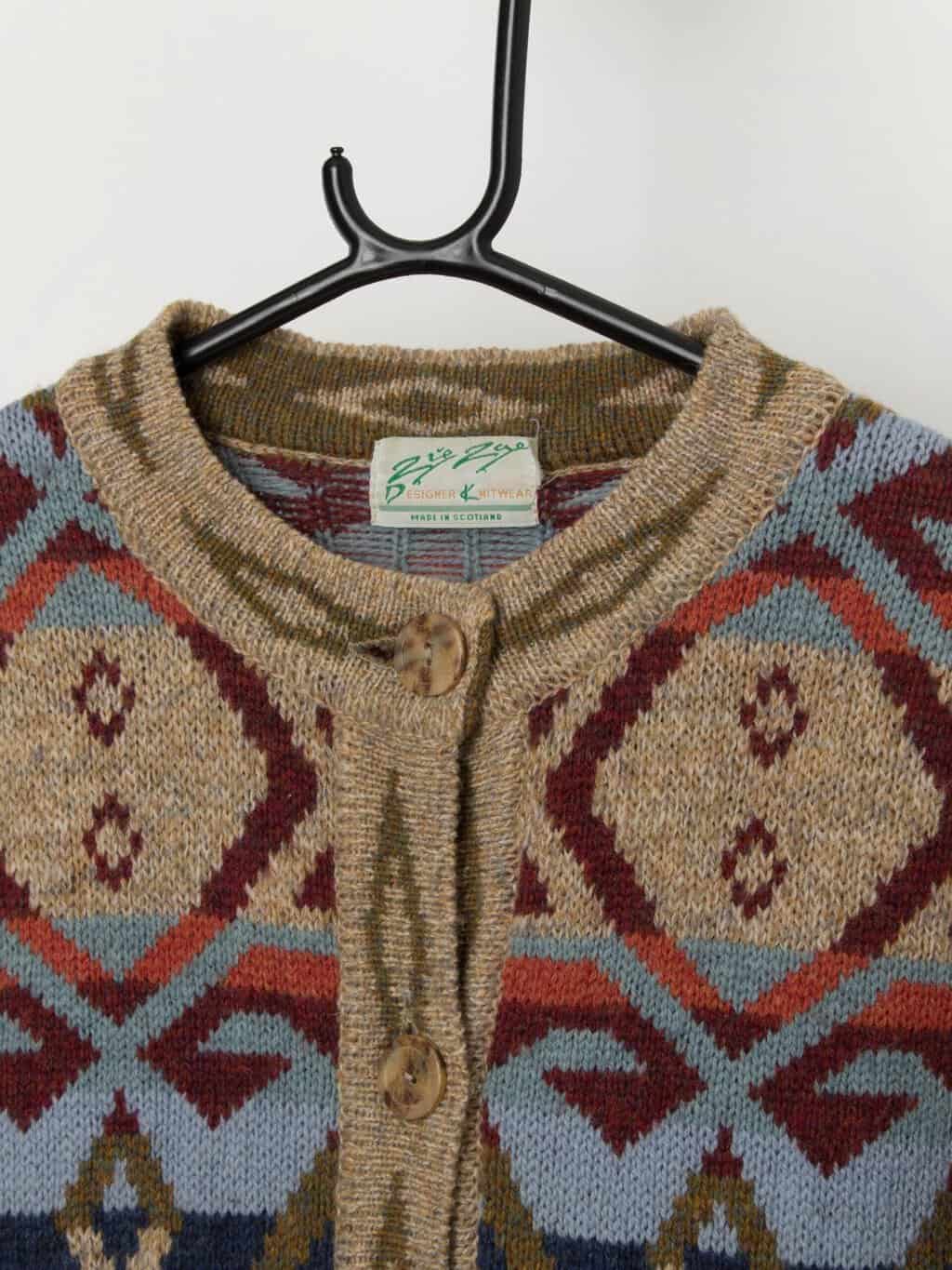 80s vintage zig zag cardigan, longline - Medium / Large - Image 2