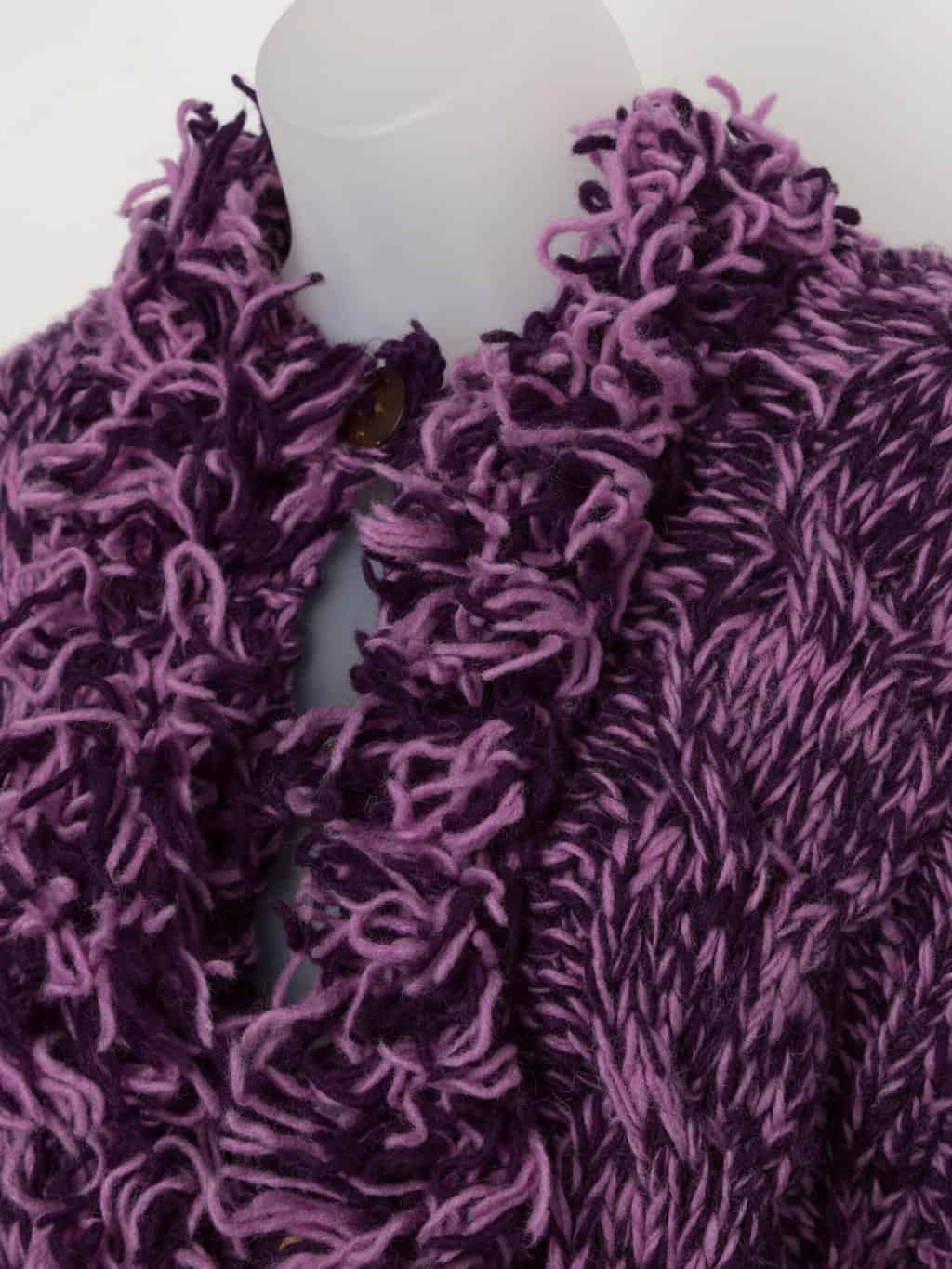 Y2K vintage Pachamama purple chunky knit penny lane cardigan with hood - Medium / Large - Image 2