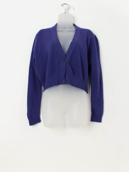 Vintage United Colors of Benetton purple wool cropped cardigan, made in Italy - Medium / Large