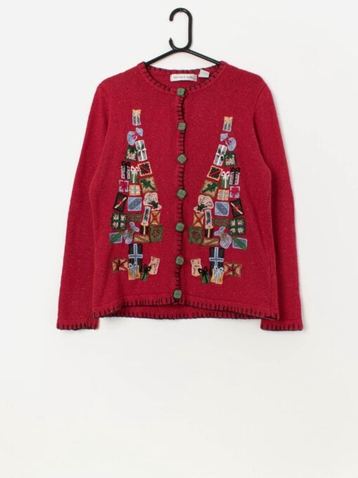 Vintage Christmas tree with appliqué present trees - Medium