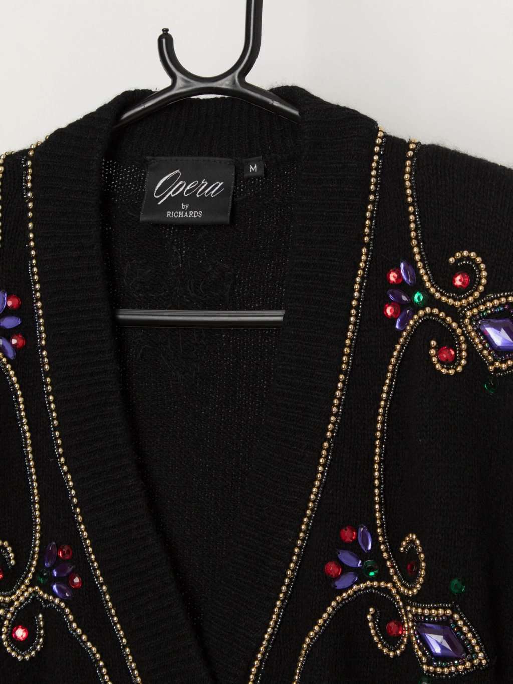 80s vintage beaded bejewelled silk blend cropped cardigan - Medium / Large - Image 2