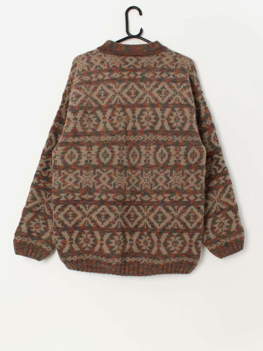 90s vintage men's wool jumper with mock neck - Large - Image 3