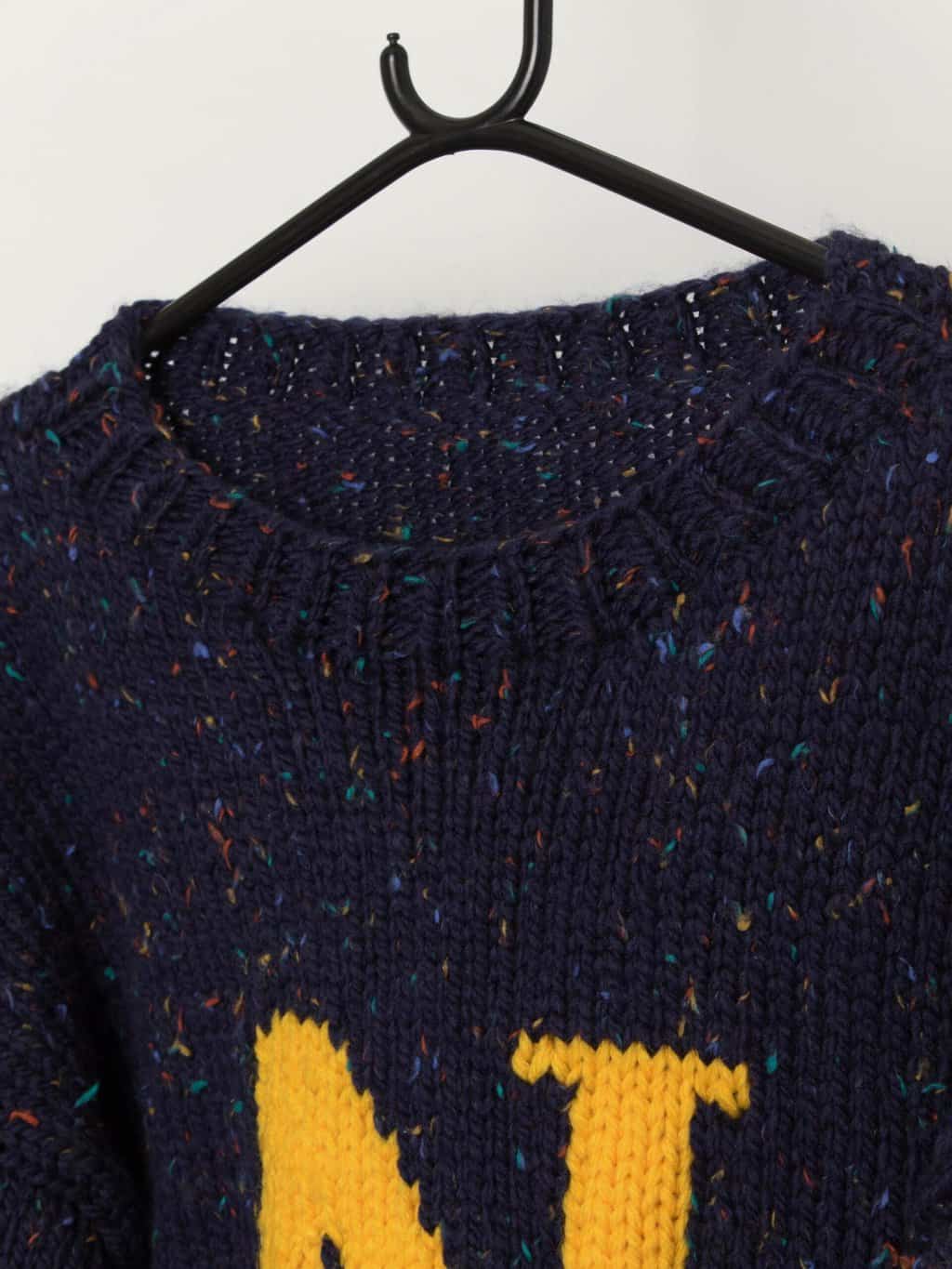 Men's vintage handknitted letter 'N' sweater, chunky knit - Medium / Large - Image 2
