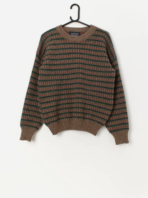 Vintage men's Norwegian wool sweater in brown - Medium