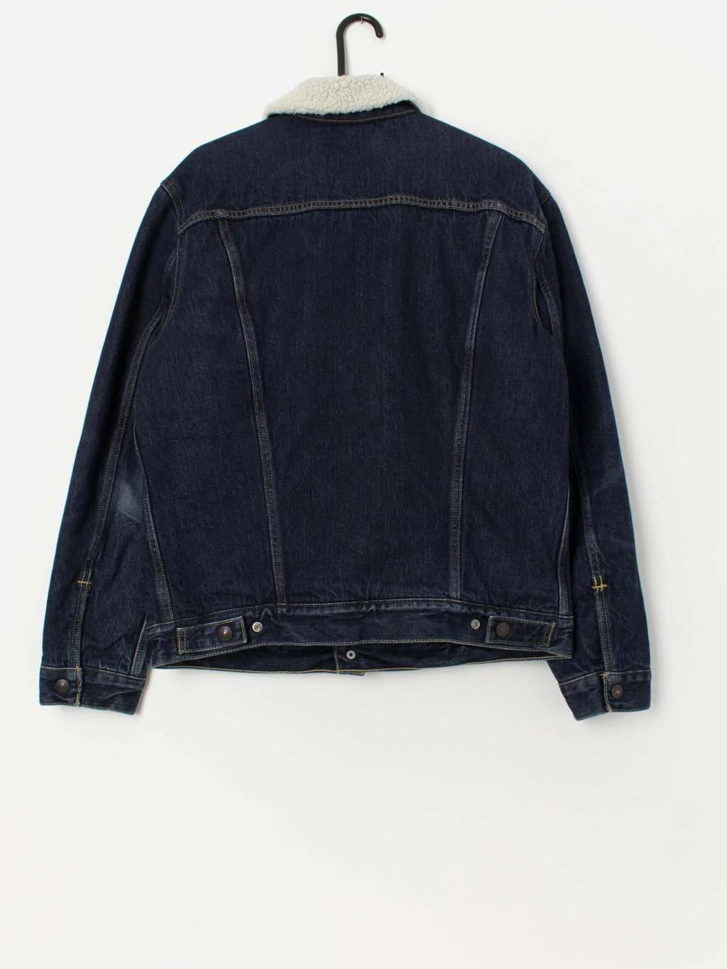 Men's Levis blue sherpa denim trucker jacket with snap button - Medium - Image 4