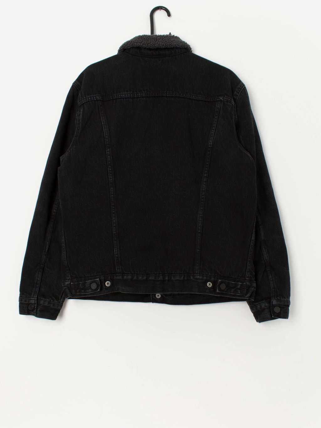 Levis denim sherpa trucker jacket in black - Medium - Image 4