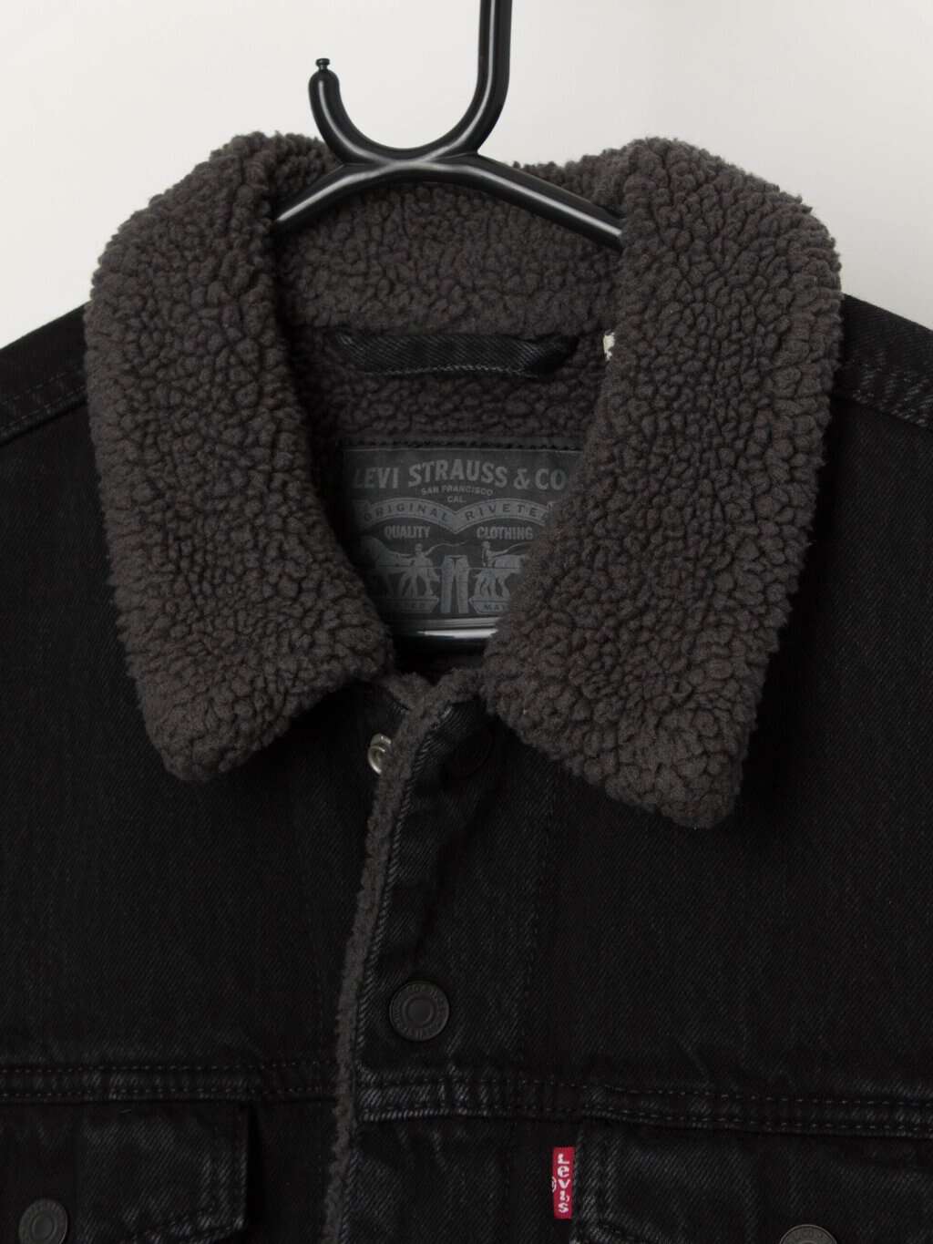 Levis denim sherpa trucker jacket in black - Medium - Image 2