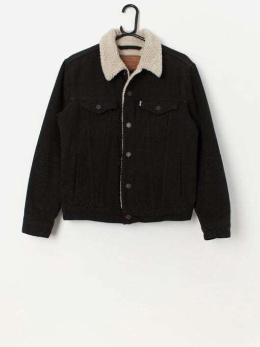 Men's Levis brushed cotton sherpa trucker jacket, white tab - Small / Medium
