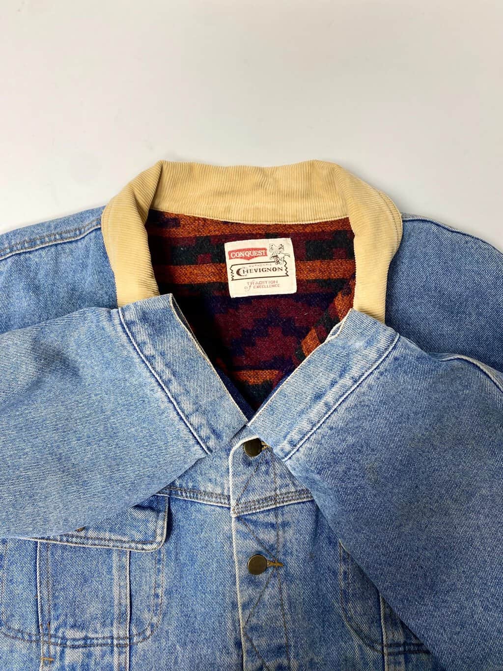 Vintage Chevignon blanket lined denim jacket with corduroy collar - Large / XL - Image 6