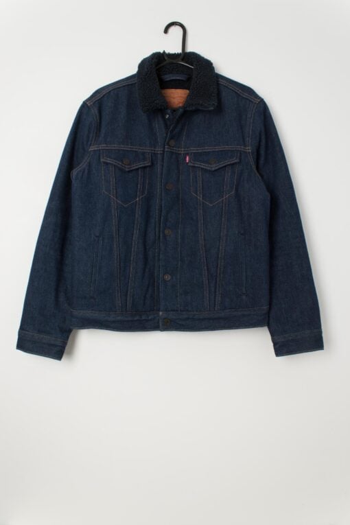 Men's Levis blue sherpa denim trucker jacket - Medium