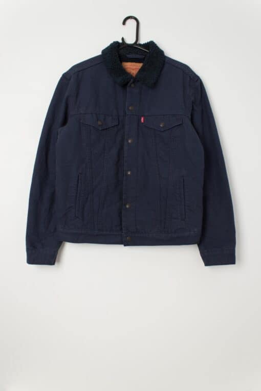 Men's Levis dark blue sherpa trucker jacket - Medium