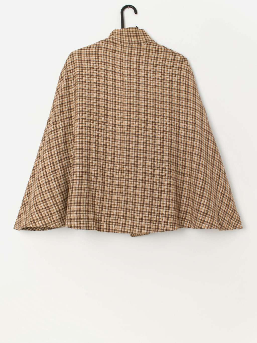 Vintage plaid cape with real shell clasp - Free size - Image 3