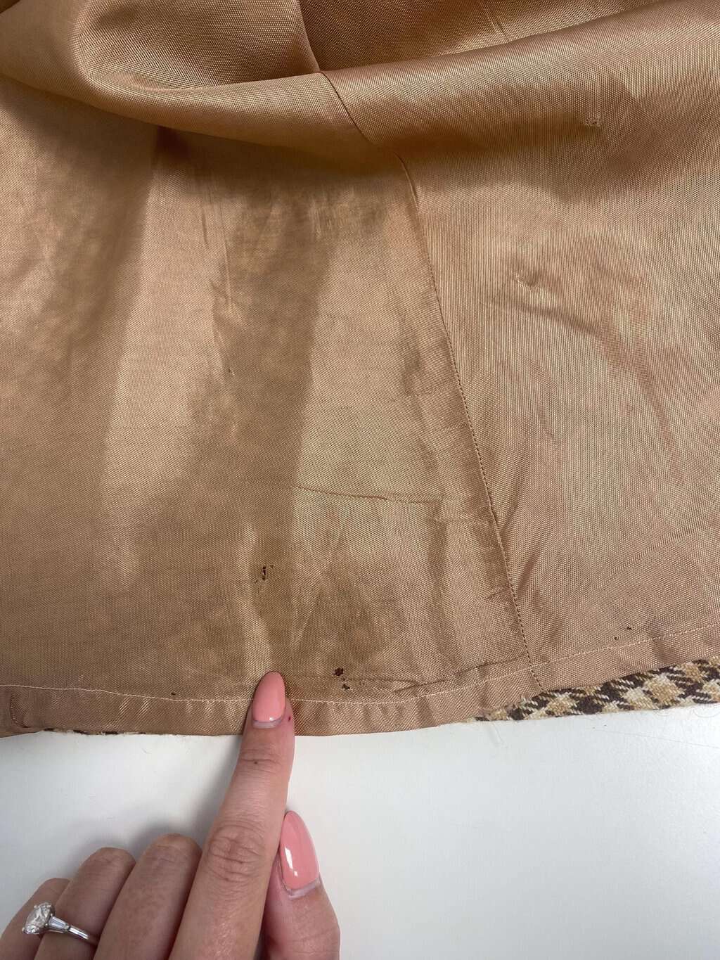 Vintage plaid cape with real shell clasp - Free size - Image 4