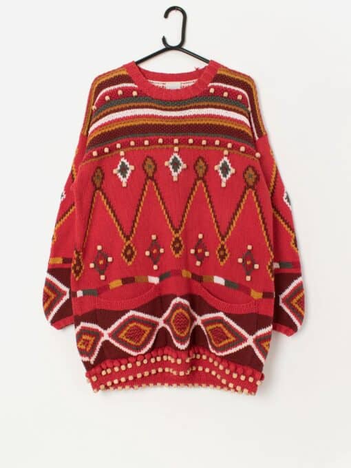 90s vintage Next cotton oversized jumper with wooden bead detail - Medium / Large