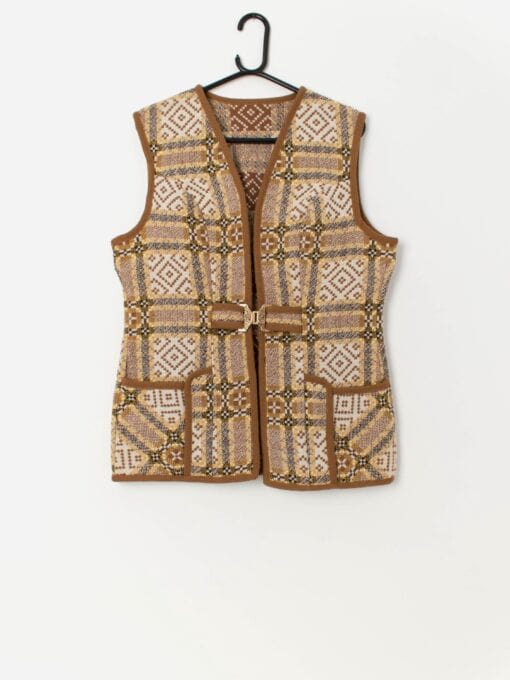 Vintage Welsh wool vest in mustard with buckle closure - Large / XL