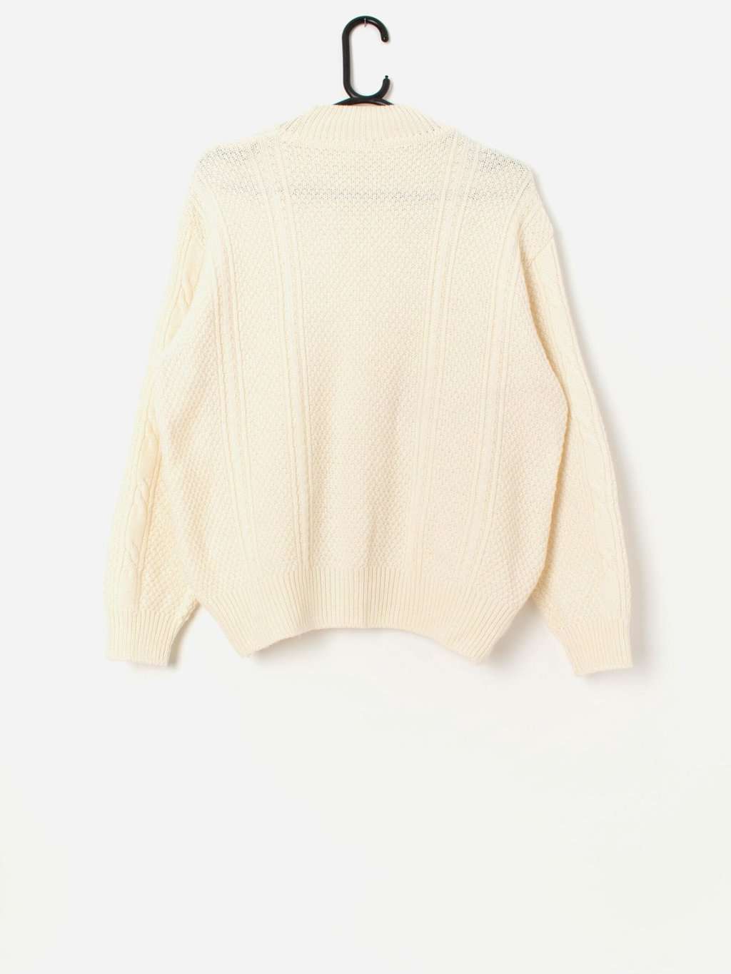 90s vintage St Michael cable knit jumper in cream, made in the UK - Medium / large - Image 3