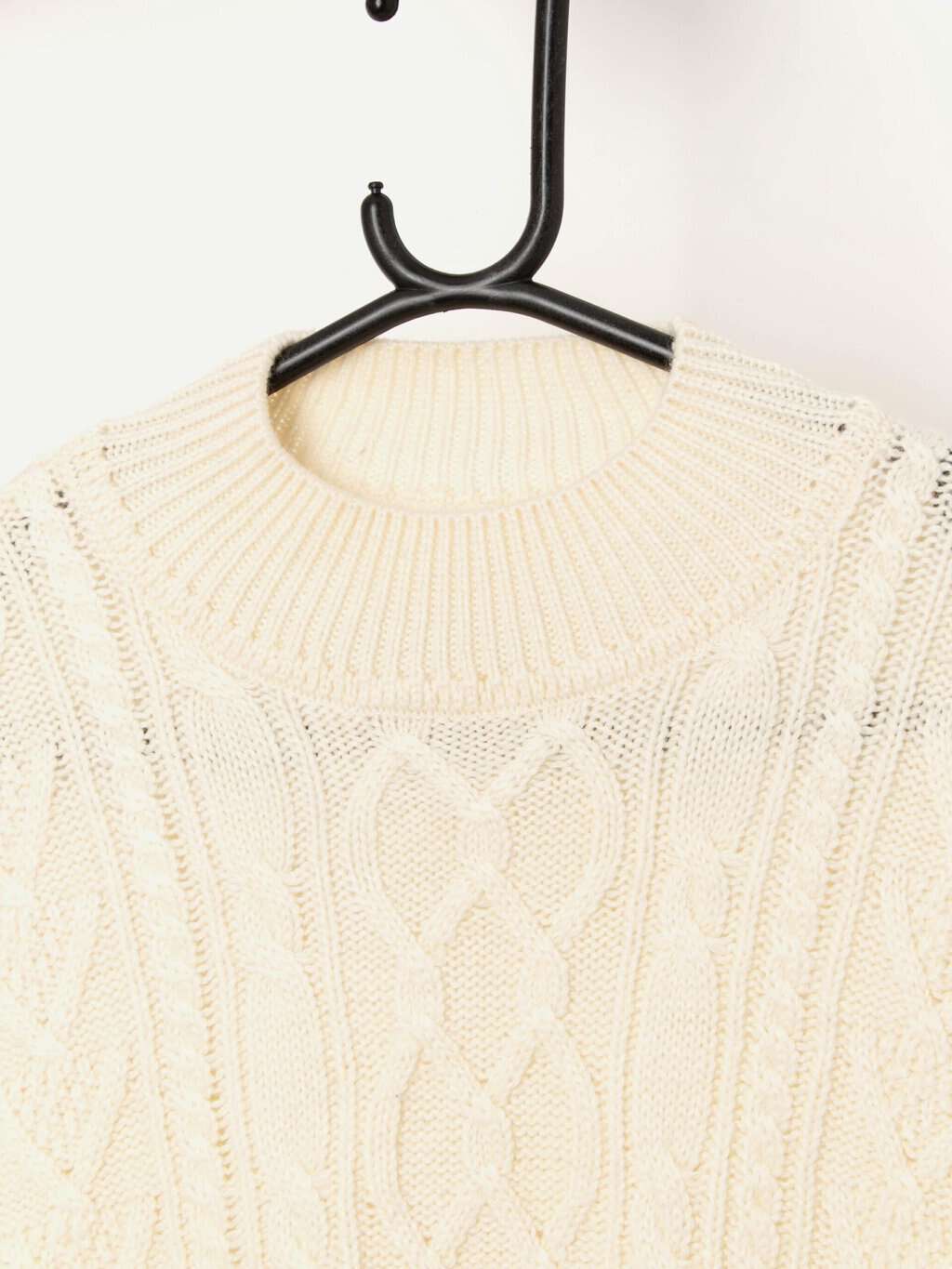 90s vintage St Michael cable knit jumper in cream, made in the UK - Medium / large - Image 2