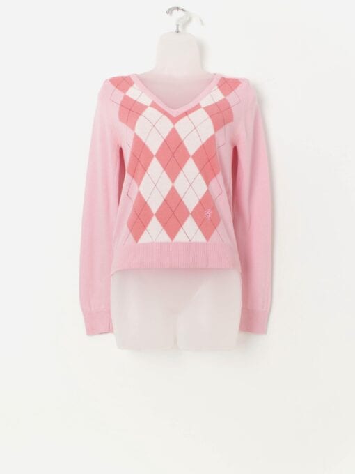 Vintage Pringle knitted sweater in pink, made in Scotland - XS