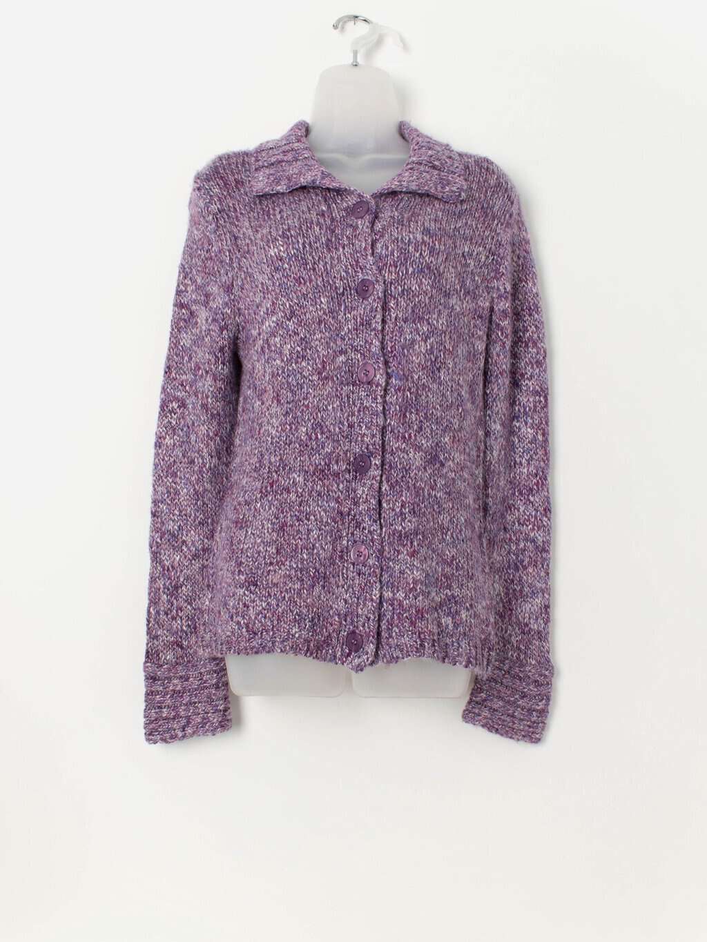 Vintage handknitted purple collared cardigan - S / M