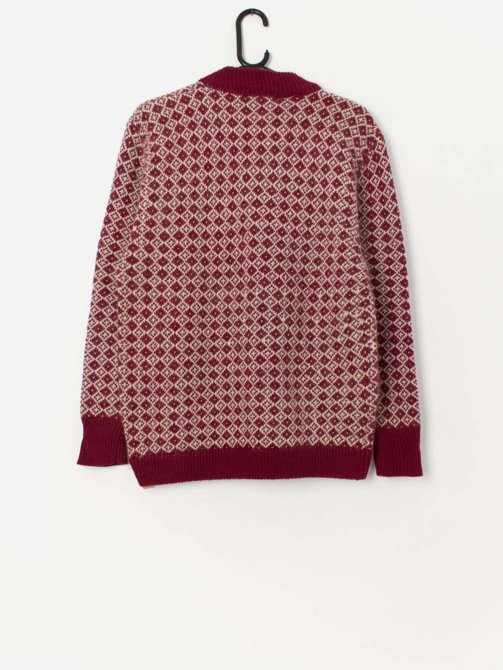 Vintage fluffy cardigan in red and white - Medium - Image 3