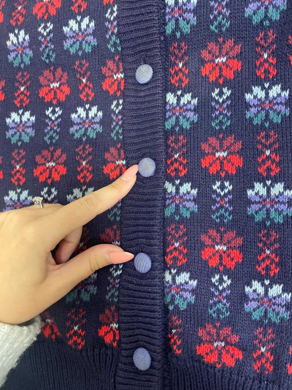 Vintage Tulchan cotton cardigan with bright geometric pattern - Medium - Image 4