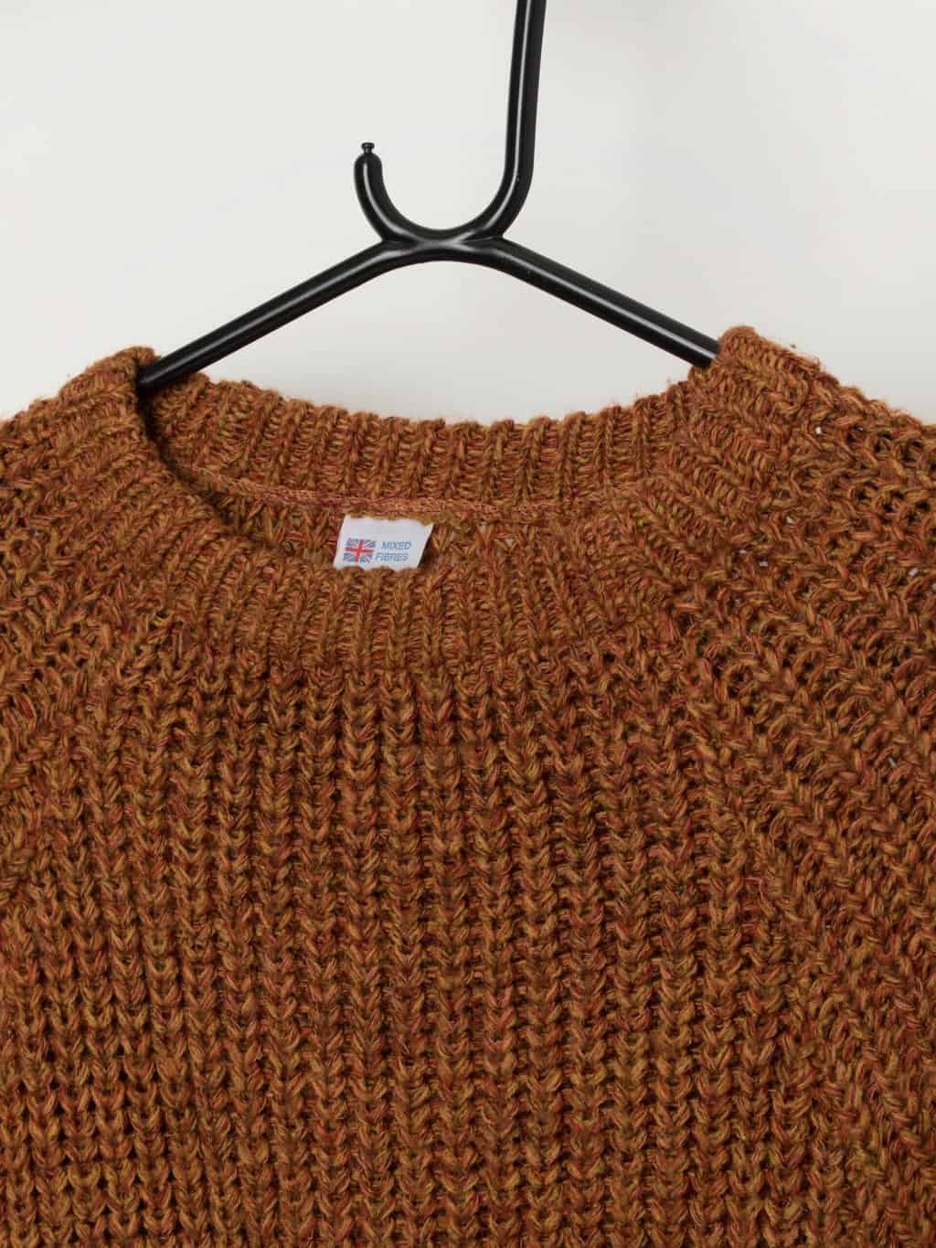 80s vintage mustard loose knit oversized jumper - M - Image 2