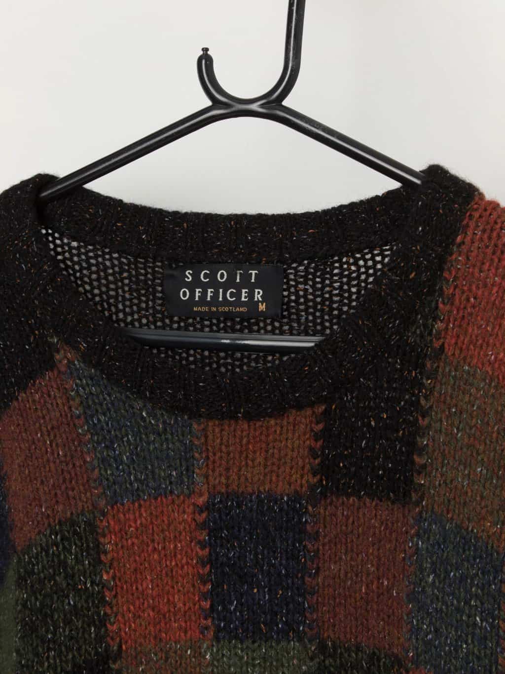 90s vintage Scott Officer checked sweater, made in Scotland - Medium - Image 2