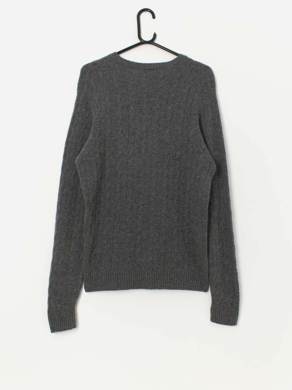 Vintage men's Lacoste lambswool sweater in grey - Medium - Image 3