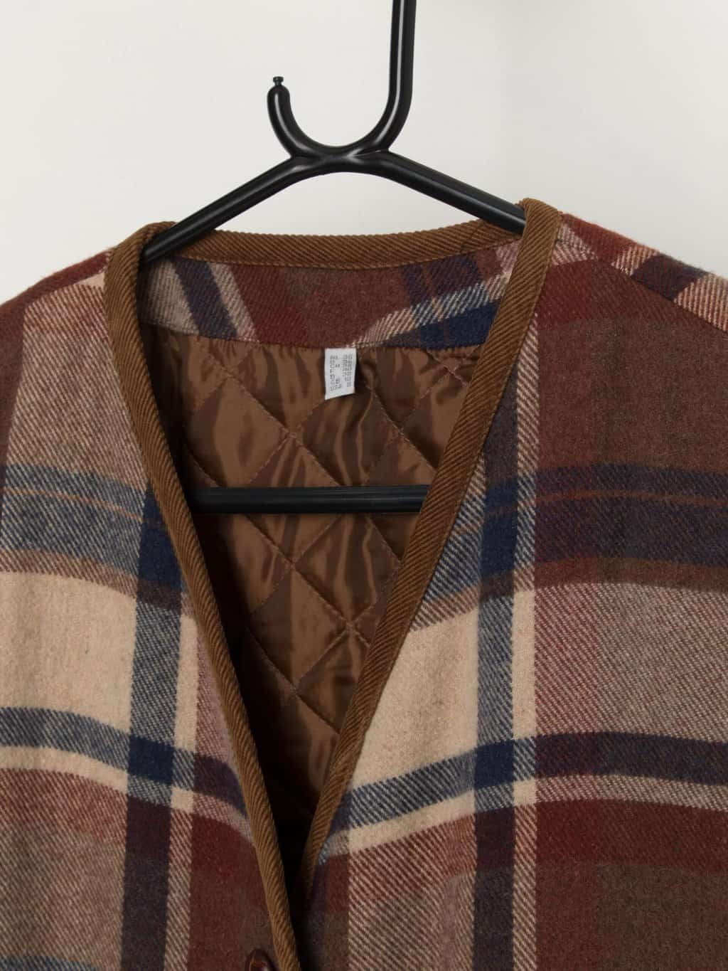 Vintage wool blend plaid fringed gilet - Medium - Image 2