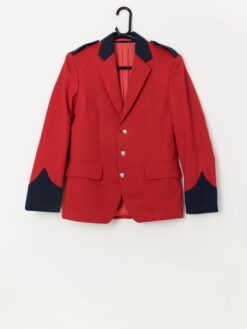 Vintage military style mess jacket in red and navy - Small