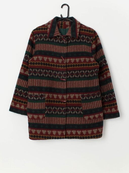 Women's vintage Aztec wool jacket, made in England - Medium