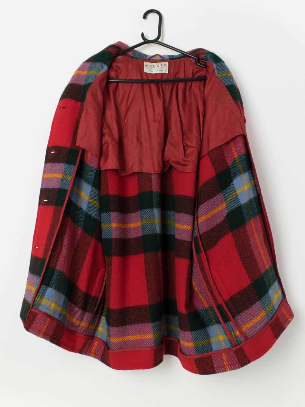 Vintage Jaeger plaid wool jacket / coat, made in Great Britain - Large - Image 3