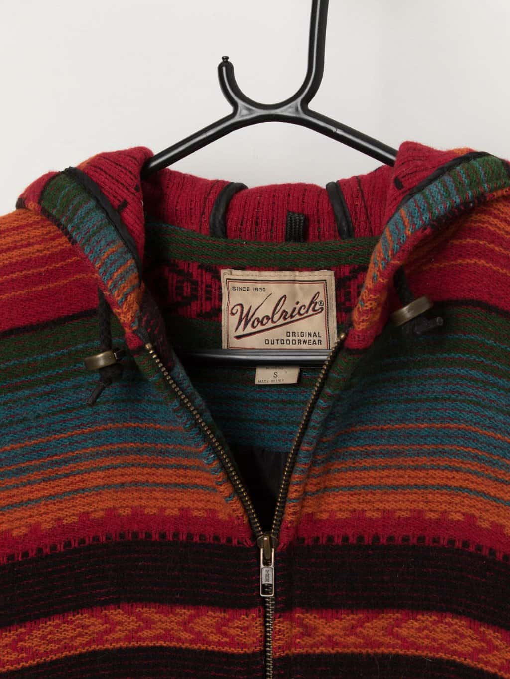 Rare vintage Woolrich hooded blanket coat jacket, made in USA - Medium - Image 2