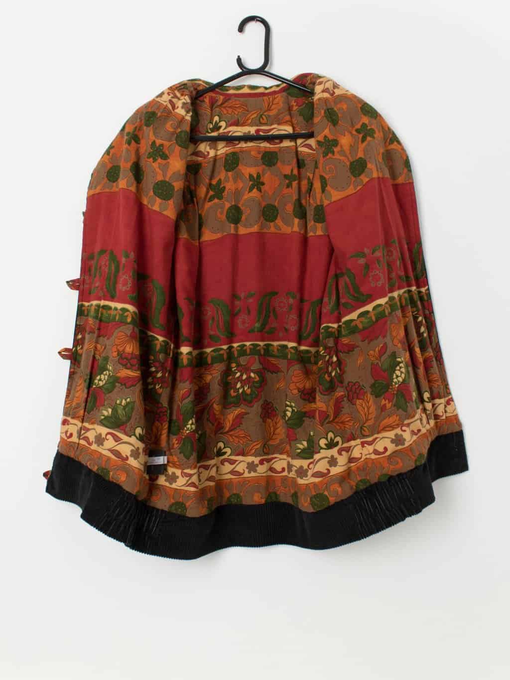 Vintage jumbo cord jacket with autumn floral lining - Medium / Large - Image 3