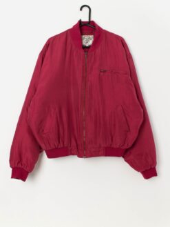 Vintage raspberry pink padded silk bomber jacket - L/XL