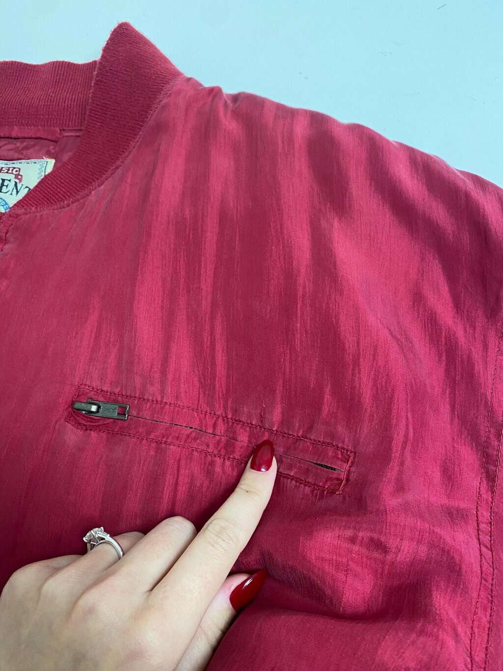 Vintage raspberry pink padded silk bomber jacket - L/XL - Image 5