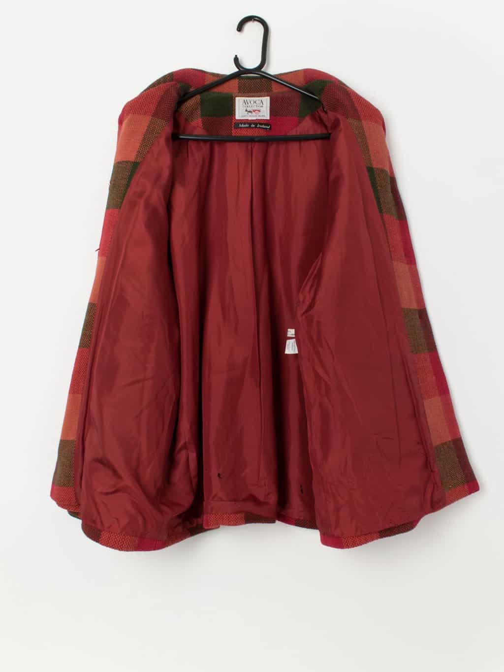 Avoca Collection woven cotton jacket in red and green, made in Ireland - Large - Image 3