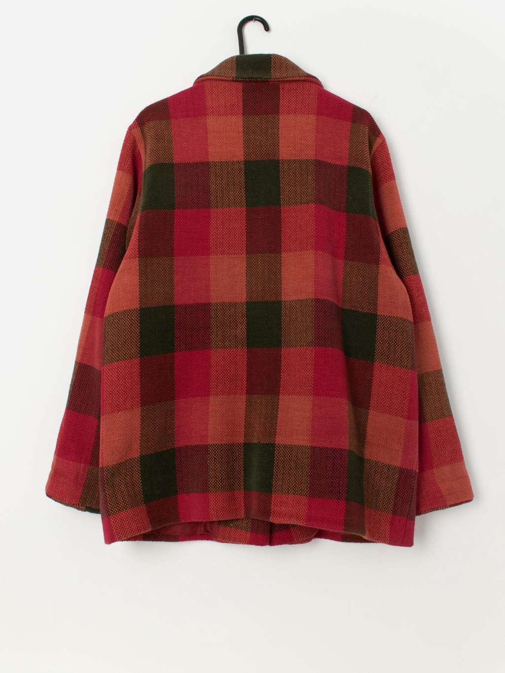 Avoca Collection woven cotton jacket in red and green, made in Ireland - Large - Image 4