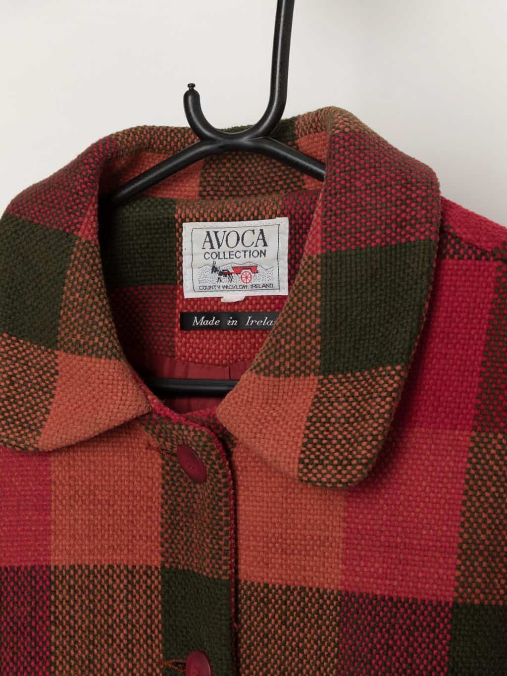 Avoca Collection woven cotton jacket in red and green, made in Ireland - Large - Image 2